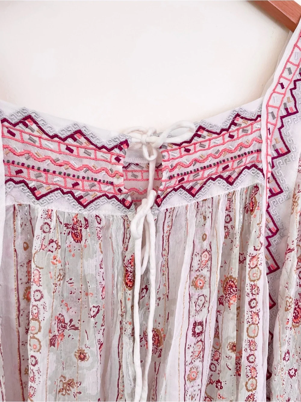 Free People Dance Magic Tunic in Ivory Combo XL Extra Large Sheer Embroidered